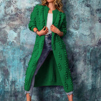 Laura | Lange Strickjacke Trenchstil - Grün