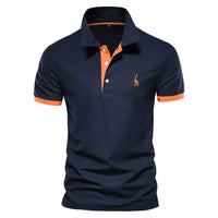 Brent - Herren-Casual-Poloshirt - Dunkelblau-orange