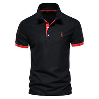 Brent - Herren-Casual-Poloshirt - Schwarz-Rot