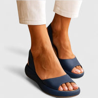 Damen Sandalen Keilabsatz Kunstleder - Blau
