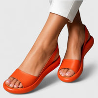 Damen Sandalen Keilabsatz Kunstleder - Orange