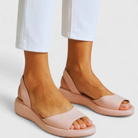 Damen Sandalen Keilabsatz Kunstleder - Rosa