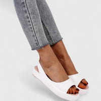 Damen Sandalen Keilabsatz Kunstleder - Weiß
