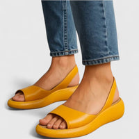Damen Sandalen Keilabsatz Kunstleder - Gelb