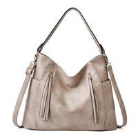 Elegante Damen-Schultertasche, geräumig, aus PU - Beige