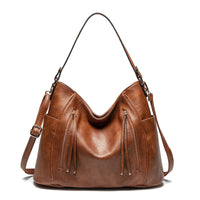 Elegante Damen-Schultertasche, geräumig, aus PU - Braun
