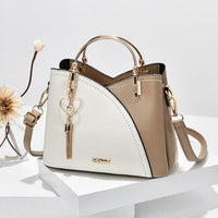 Elegante Damen-Schultertasche aus stilvollem Leder - Weiß / Braun