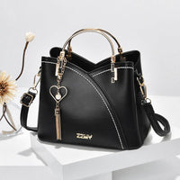 Elegante Damen-Schultertasche aus stilvollem Leder - Schwarz