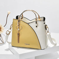 Elegante Damen-Schultertasche aus stilvollem Leder - Gelb / Weiß