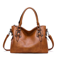 Elegante Damen-Schultertasche aus strapazierfähigem Echtleder - Braun