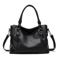 Elegante Damen-Schultertasche aus strapazierfähigem Echtleder - Schwarz