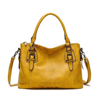 Elegante Damen-Schultertasche aus strapazierfähigem Echtleder - Gelb