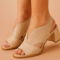 Elegante Damen Pumps Mit Offenem Zehenbereich Und Hohem Absatz – Stilvoller Komfort Für Jeden Anlass - Beige
