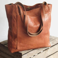 Elegante Damenhandtasche aus funktionalem, weichem Leder - Braun