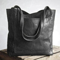 Elegante Damenhandtasche aus funktionalem, weichem Leder - Schwarz