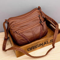 Elegante Damenhandtasche aus funktionalem, weichem Material - Braun