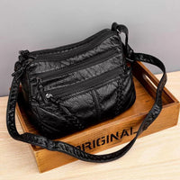 Elegante Damenhandtasche aus funktionalem, weichem Material - Schwarz