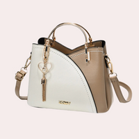 Elegante Damenhandtasche aus stilvollem veganem Leder - Khaki