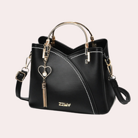 Elegante Damenhandtasche aus stilvollem veganem Leder - Schwarz
