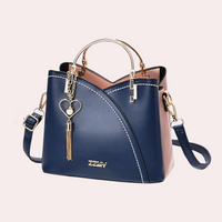Elegante Damenhandtasche aus stilvollem veganem Leder - Dunkelblau