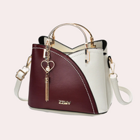 Elegante Damenhandtasche aus stilvollem veganem Leder - Burgund