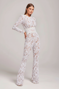 Eleganter Spitzen-Damen-Jumpsuit – Naomi - Weiß