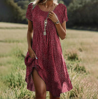 Elegantes Maxikleid für Frauen – Boho-Chic Sommerkleid Lang mit Romantischen Details und Fließender Silhouette - Rot