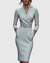 Elegantes Midikleid mit Wickelausschnitt für Damen - Vielseitig und Stilvoll - Grau