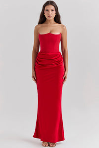 Stella | Damen Maxikleid – Sternengleich Strahlendes Maxi Kleid - Red