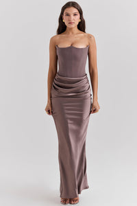 Stella | Damen Maxikleid – Sternengleich Strahlendes Maxi Kleid - Brown
