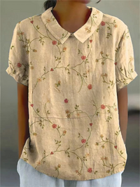 Hannah | Damen Blumenmuster Durchgeknöpftes Hemd – Blumenhemd Damen Sommer 2026 - Apricot