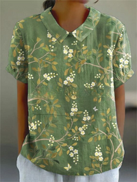 Hannah | Damen Blumenmuster Durchgeknöpftes Hemd – Blumenhemd Damen Sommer 2026 - Grün