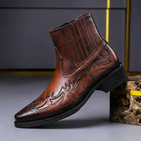 Jonas | Herren Handgefertigte Lederstiefel - Cognacbraun