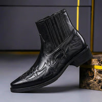 Jonas | Herren Handgefertigte Lederstiefel - Obsidianschwarz