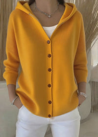 Isabel | Damen Casual Kapuze Strickjacke - Gelb