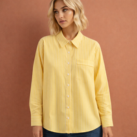 Gestreifte oversized Bluse für Damen mit klassischem Kragen und lockerer Passform | Nienke - Gelb
