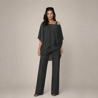 Clara | Elegantes Set mit Lagenbluse - Schwarz