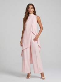 Sara | Damen-Turtleneck Ärmelloses Set - Rosa