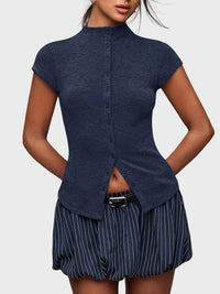 Taillierte Button-Up-Bluse – Aria - Blau