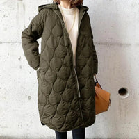 Damen Langarm Padded Parka mit Kapuze und Taschen - Dunkelgrün