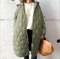 Damen Langarm Padded Parka mit Kapuze und Taschen - Hellgrün