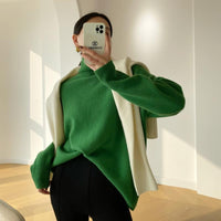 Damen Langarm-Turtleneck-Pullover - Grün