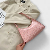 Eleanor | Glänzende Lederhandtasche - Fuchsia