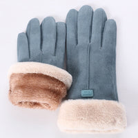 Pelzhandschuhe | Warme, wasser- und berührungssichere Handschuhe - Blau