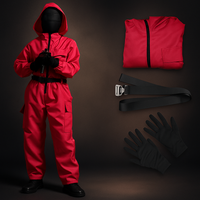 Halloween Overall mit Kapuze Unisex Kostümanzug - Rot