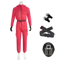 Roter Overall mit Maske Unisex Halloween Cosplay Kostüm - Rosenrot B