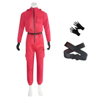 Roter Overall mit Maske Unisex Halloween Cosplay Kostüm - Rosenrot