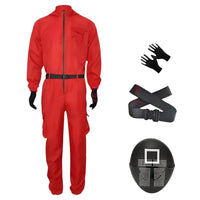 Roter Overall mit Maske Unisex Halloween Cosplay Kostüm - Rot C