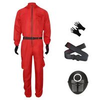 Roter Overall mit Maske Unisex Halloween Cosplay Kostüm - Rot A