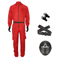 Roter Overall mit Maske Unisex Halloween Cosplay Kostüm - Rot B